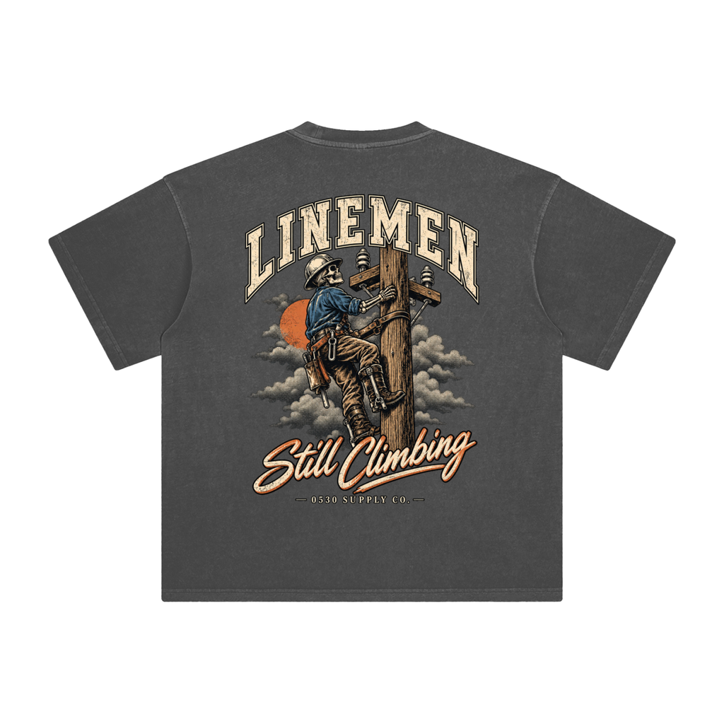 0530 Lineman — Still Climbing Enzyme-Washed Tee