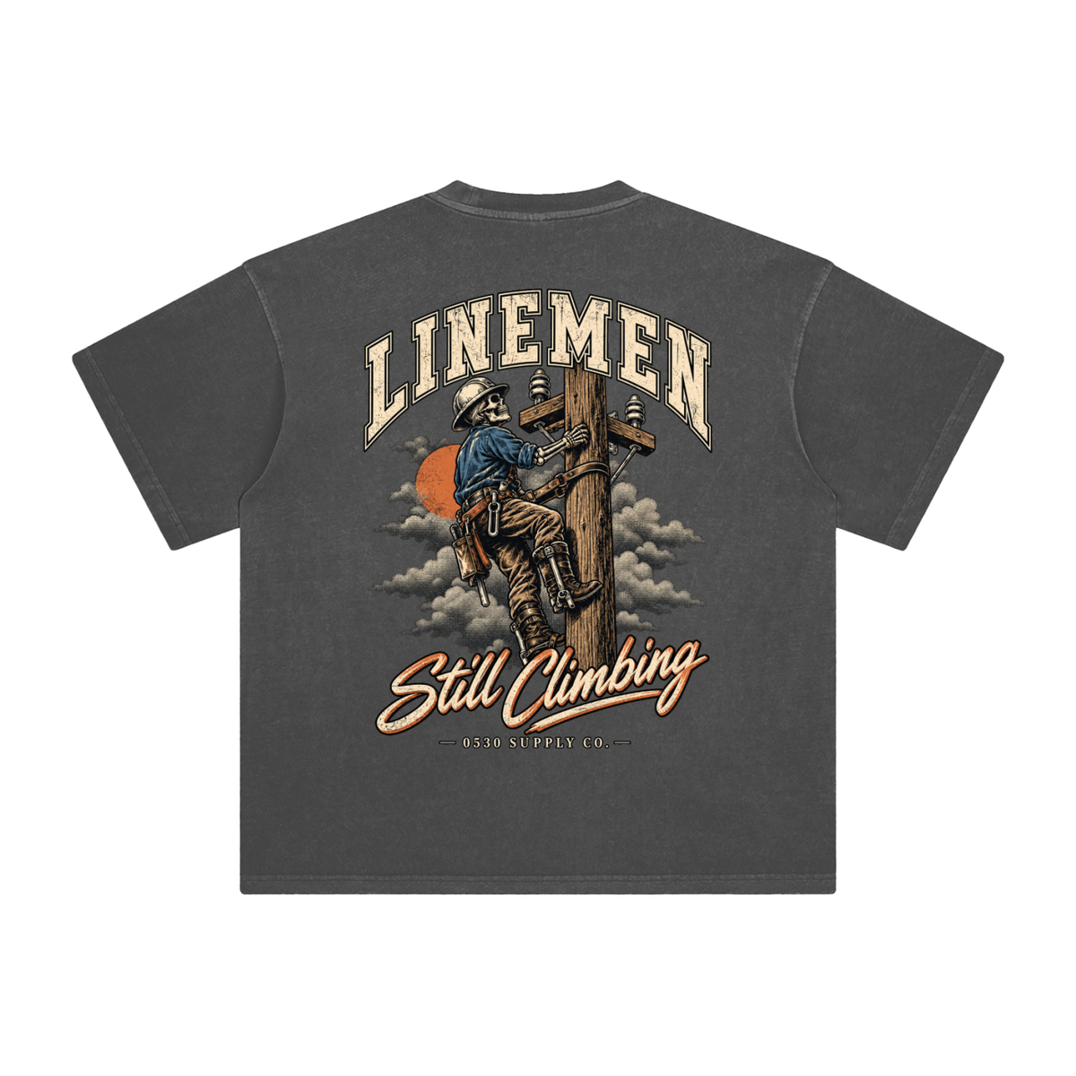 0530 Lineman — Still Climbing Enzyme-Washed Tee
