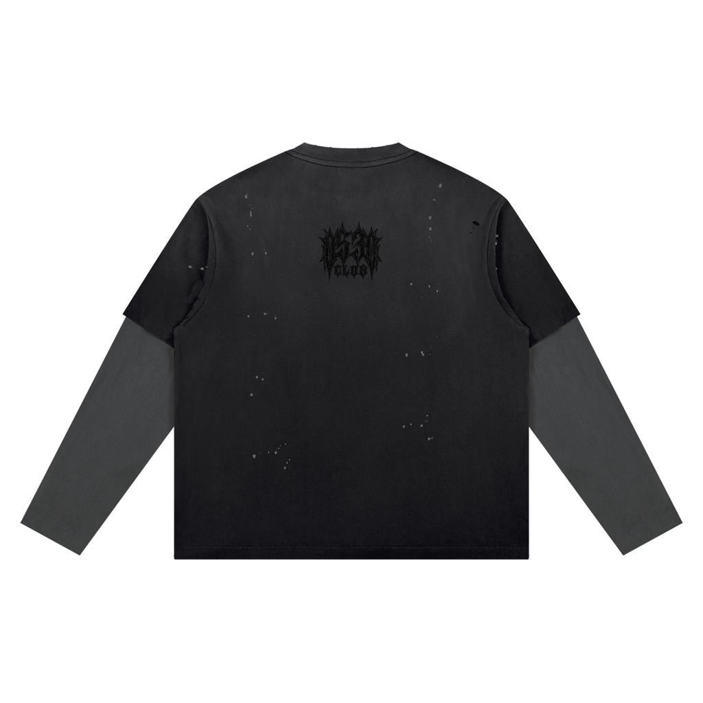 0530 Athletic Club Vintage Washed Cropped Distressed Long Sleeve