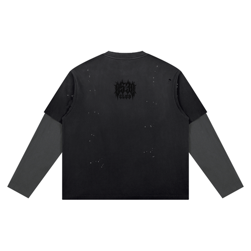 0530 Athletic Club Vintage Washed Cropped Distressed Long Sleeve