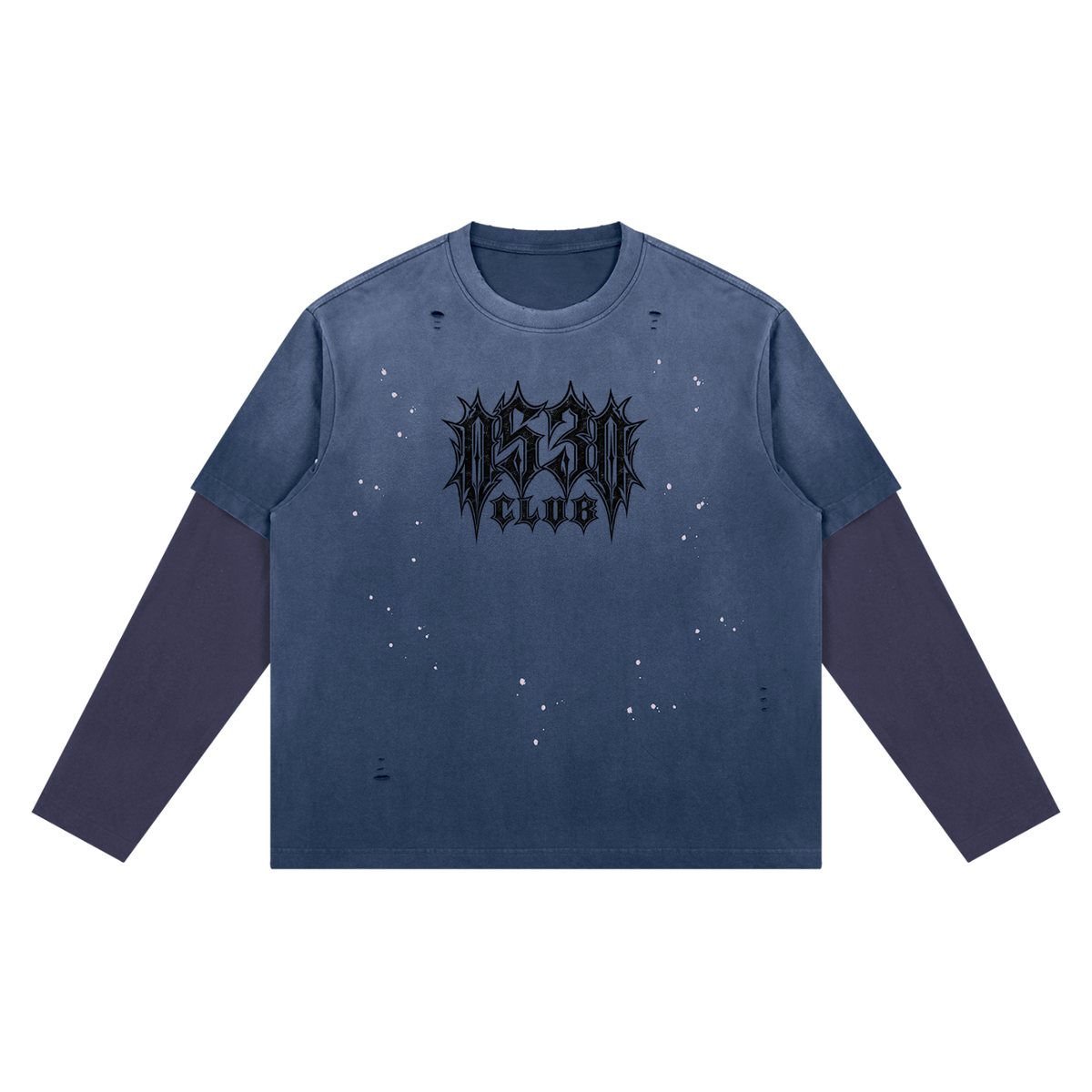 0530 Athletic Club Vintage Washed Cropped Distressed Long Sleeve