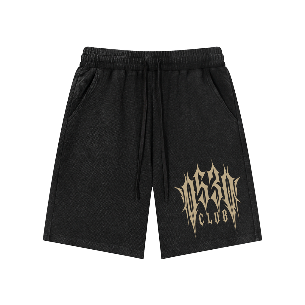 0530 Athletic Club — Mineral-Wash Waffle-Knit Shorts