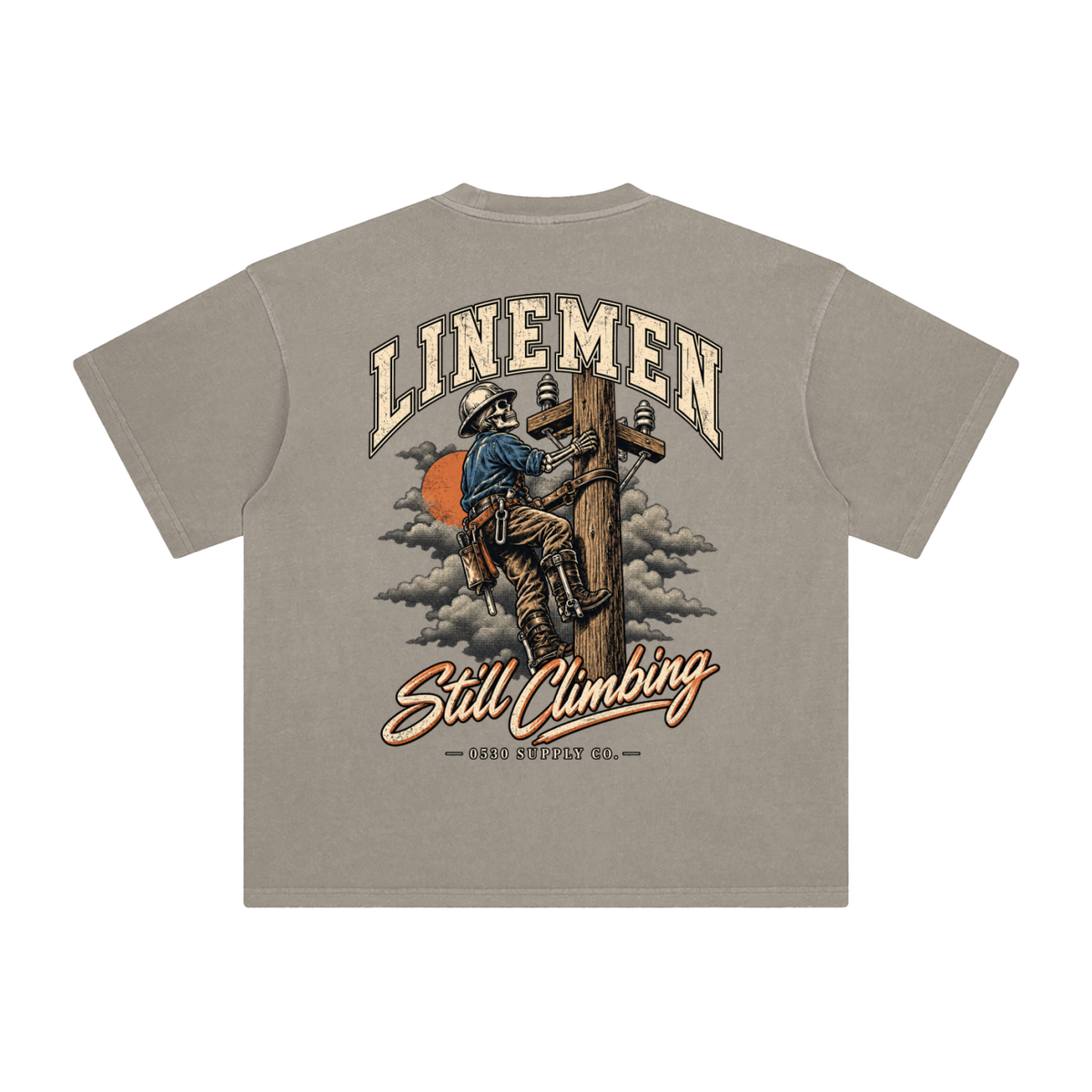 0530 Lineman — Still Climbing Enzyme-Washed Tee