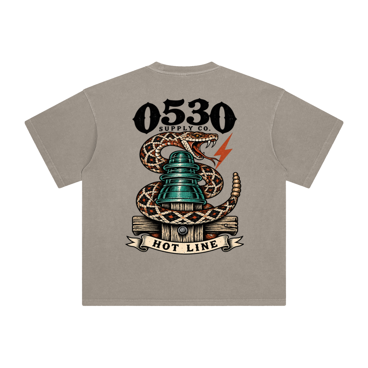 0530 Lineman — Hot Line Rattlesnake Enzyme-Washed Tee