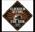 Clocked in before the sun sticker