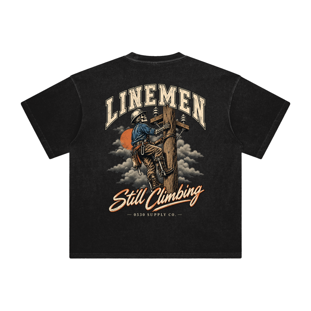 0530 Lineman — Still Climbing Enzyme-Washed Tee