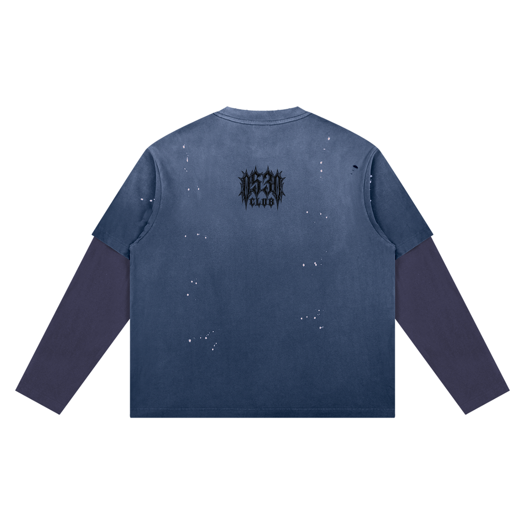 0530 Athletic Club Vintage Washed Cropped Distressed Long Sleeve