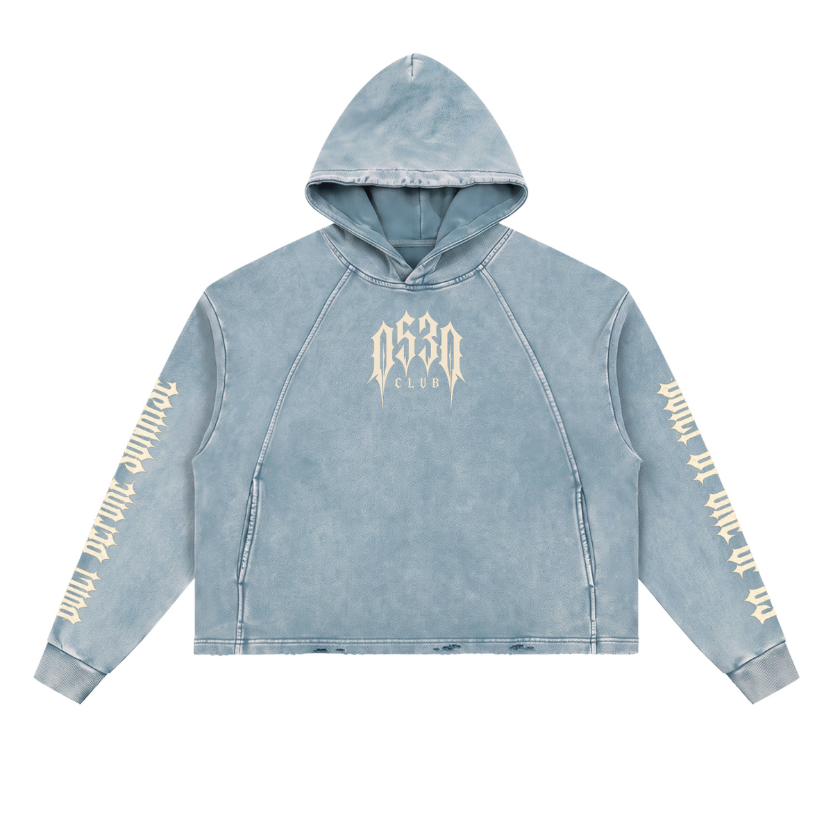 0530 Athletic Club Vintage Washed Cropped Frayed-Hem Hoodie