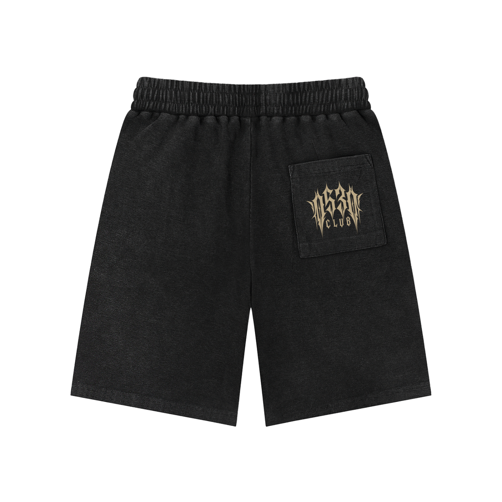 0530 Athletic Club — Mineral-Wash Waffle-Knit Shorts