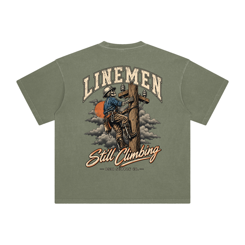 0530 Lineman — Still Climbing Enzyme-Washed Tee