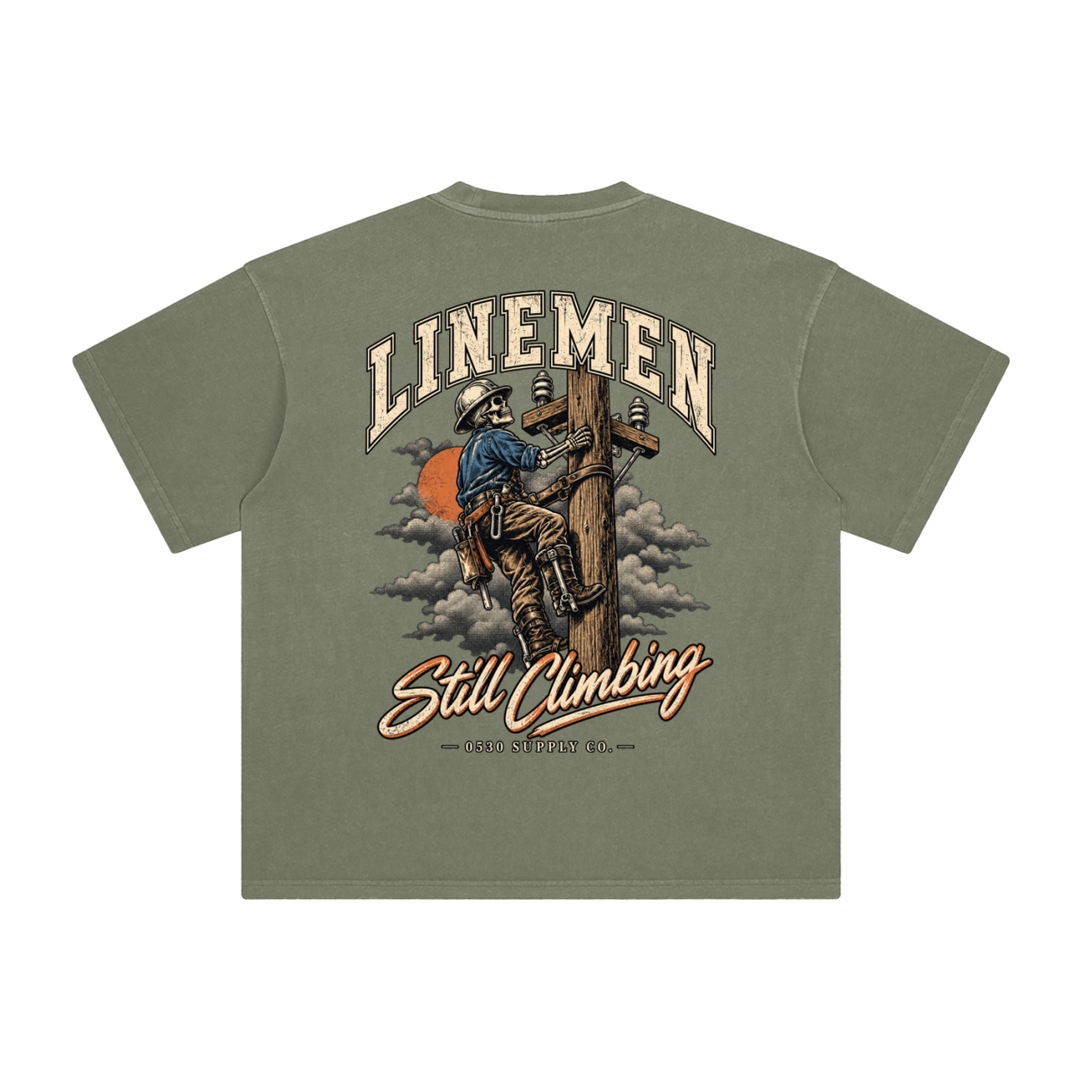 0530 Lineman — Still Climbing Enzyme-Washed Tee