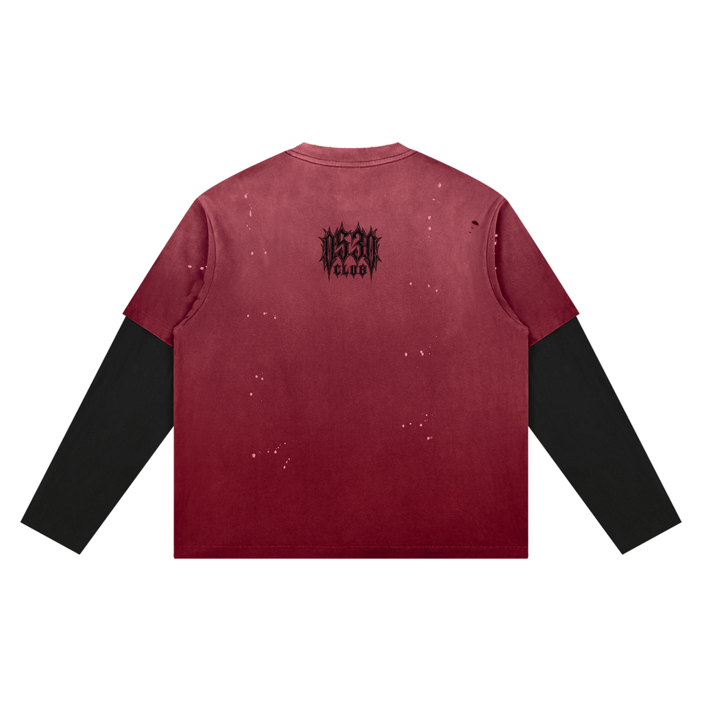 0530 Athletic Club Vintage Washed Cropped Distressed Long Sleeve