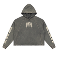 0530 Athletic Club Vintage Washed Cropped Frayed-Hem Hoodie