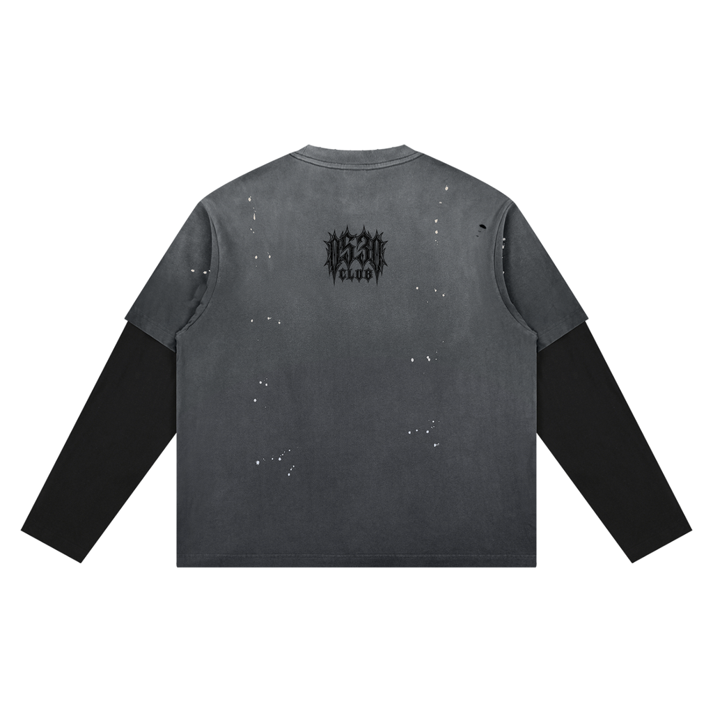 0530 Athletic Club Vintage Washed Cropped Distressed Long Sleeve