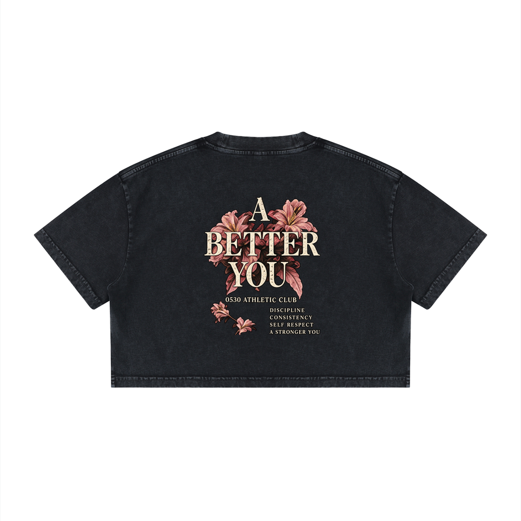 A Better You — Women's Mineral-Wash Crop Tee