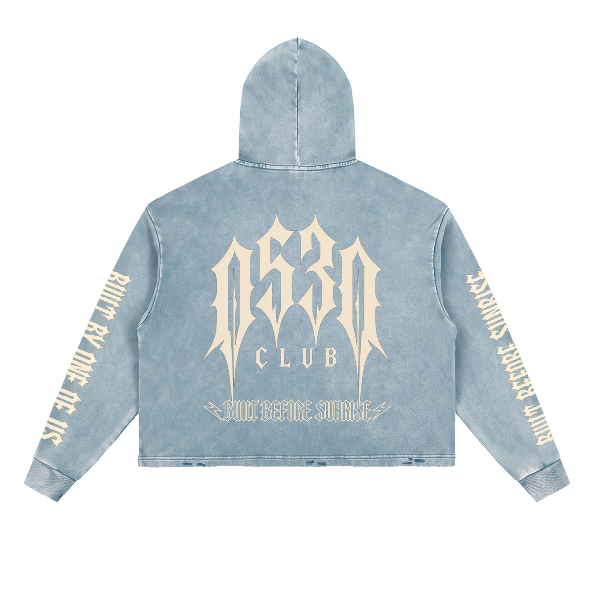 0530 Athletic Club Vintage Washed Cropped Frayed-Hem Hoodie