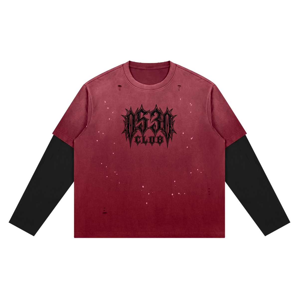 0530 Athletic Club Vintage Washed Cropped Distressed Long Sleeve